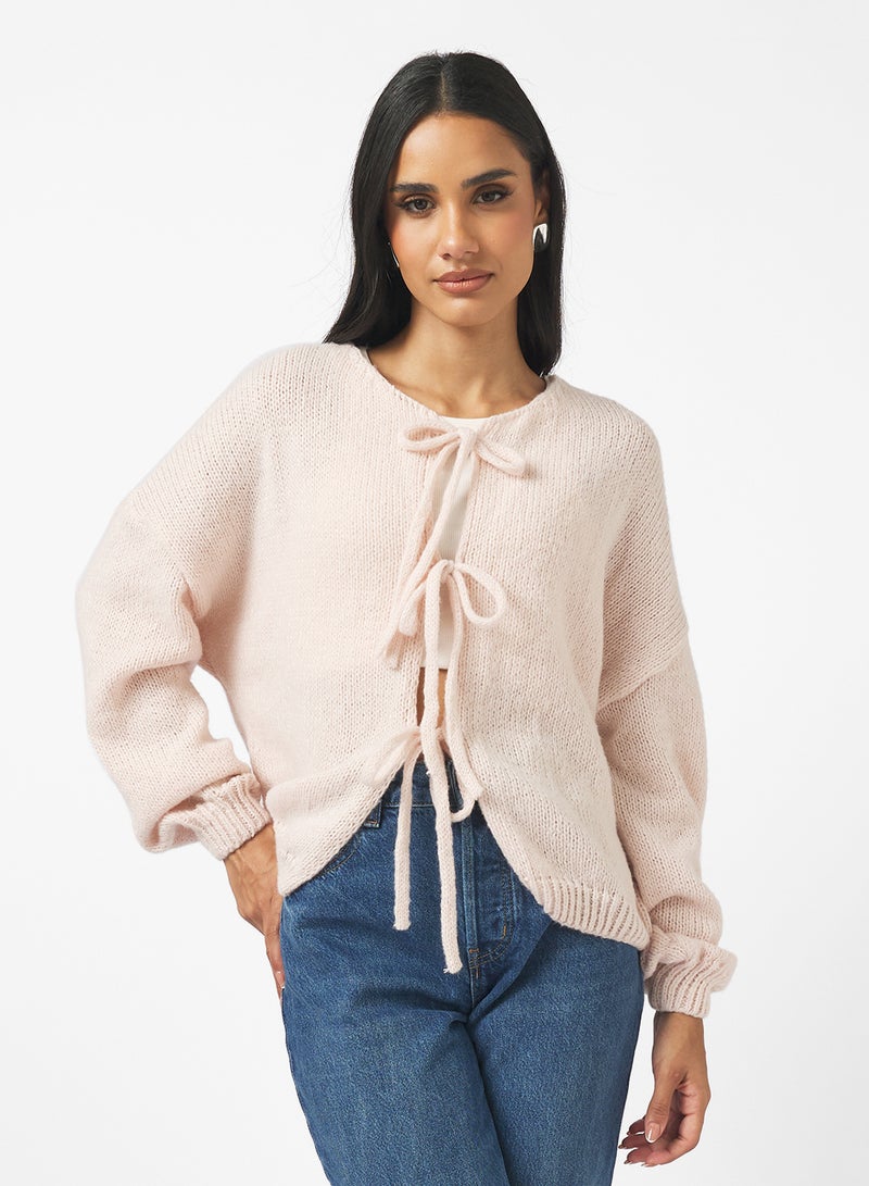 Ginger Bow Tie Detail Knitted Cardigan - Image 1