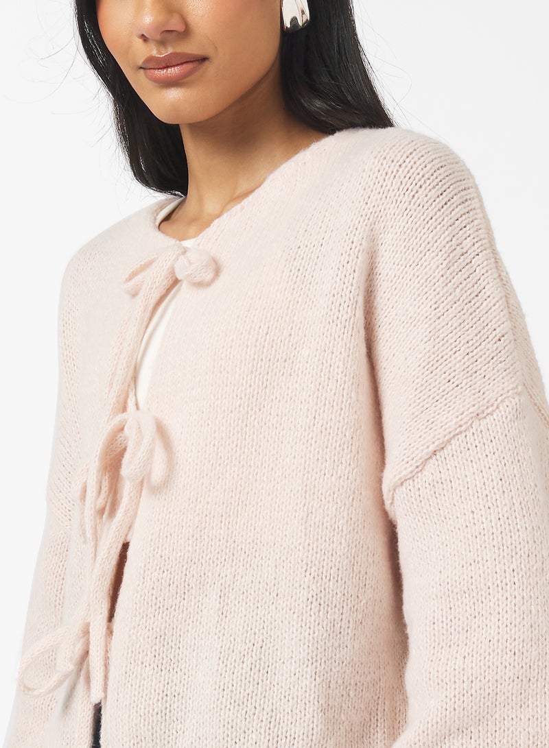 Ginger Bow Tie Detail Knitted Cardigan - Image 3