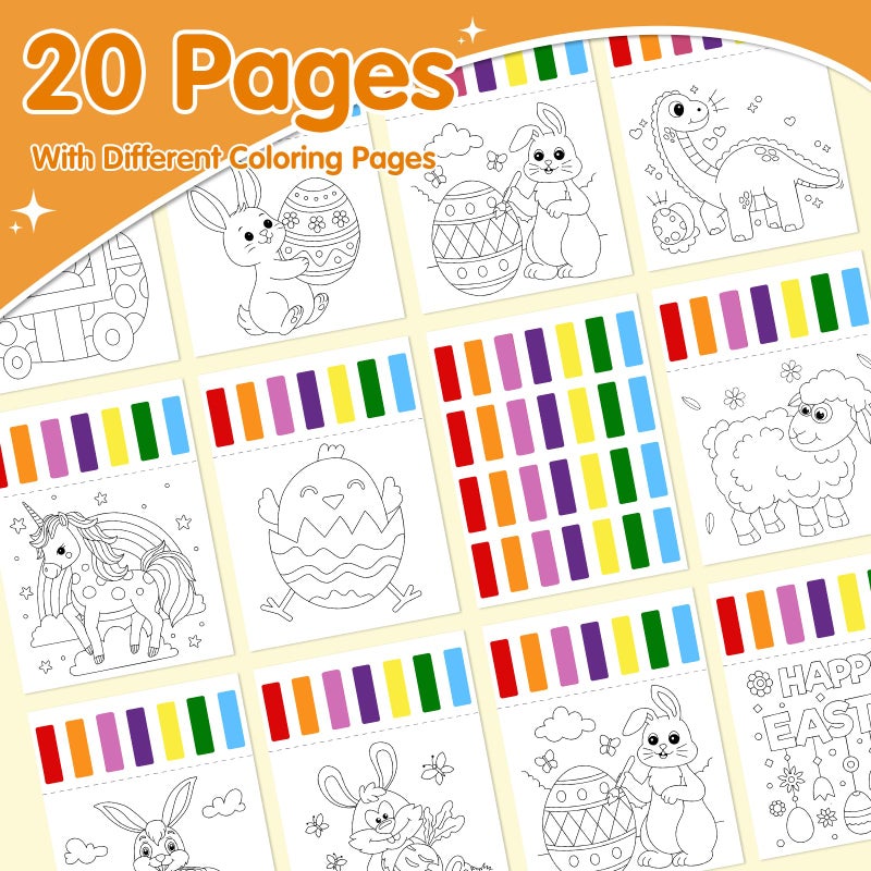 iRugosa hapfyer Paint with Water Coloring Books for Toddlers - Easter Basket Stuffers Gifts - Easter Watercolor Paint Set with 2 Brushes, Mess-Free Paint Activity Arts & Crafts Toy Supplies for Kids Ages 4 5 6 7 8 - Image 2