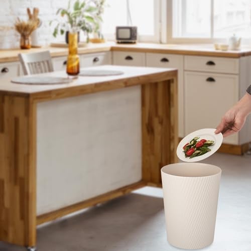 UUJOLY Small Trash Can Wastebasket Garbage Can Container Bins for Bathrooms, Laundry Room, Kitchens, Offices, Kids Rooms, Dorms (Beige) - Image 4