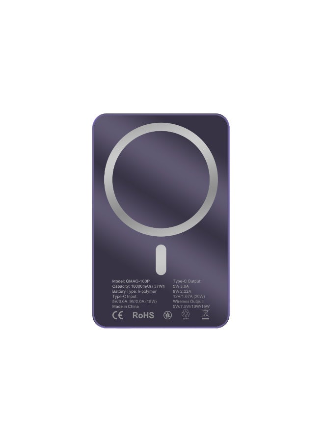 GRABIT GMAG-100P Magnetic Powerbank 10000mAh – 20W Fast Charging, MagSafe Compatible, Lightweight Glass-Metal Design - Image 3