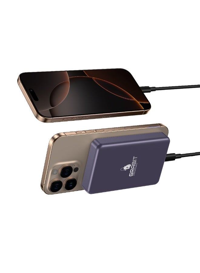 GRABIT GMAG-100P Magnetic Powerbank 10000mAh – 20W Fast Charging, MagSafe Compatible, Lightweight Glass-Metal Design - Image 4