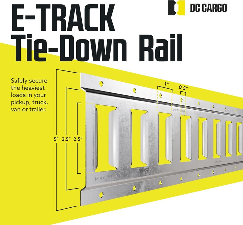 DC Cargo Mall 4-Pack 2' Silver E-Track Tie-Down Rail - Zinc-Coated 12 Gauge Steel - Image 3