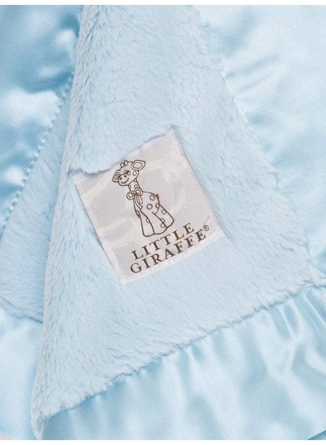 Little Giraffe Baby Blanket - Luxe Soft Blanket with Satin Trim - Baby Stroller Blanket - Newborn Baby Essentials & Baby Gifts - 17" x 17" - Blue - Image 2