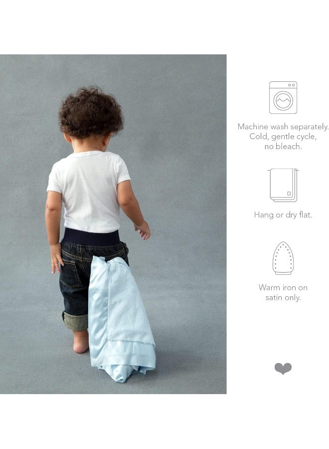 Little Giraffe Baby Blanket - Luxe Soft Blanket with Satin Trim - Baby Stroller Blanket - Newborn Baby Essentials & Baby Gifts - 17" x 17" - Blue - Image 4