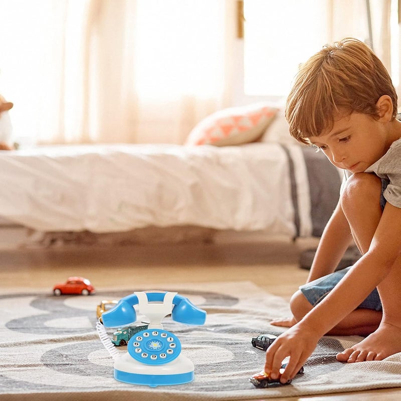 comfrt Retro Corded Landline Phone Toy, Classic Vintage Old Fashion Telephone Simulation Novelty Hotel Telephone Early Educational Toys for Kids Pretend Role Play Interactive Gifts Random Color - Image 3