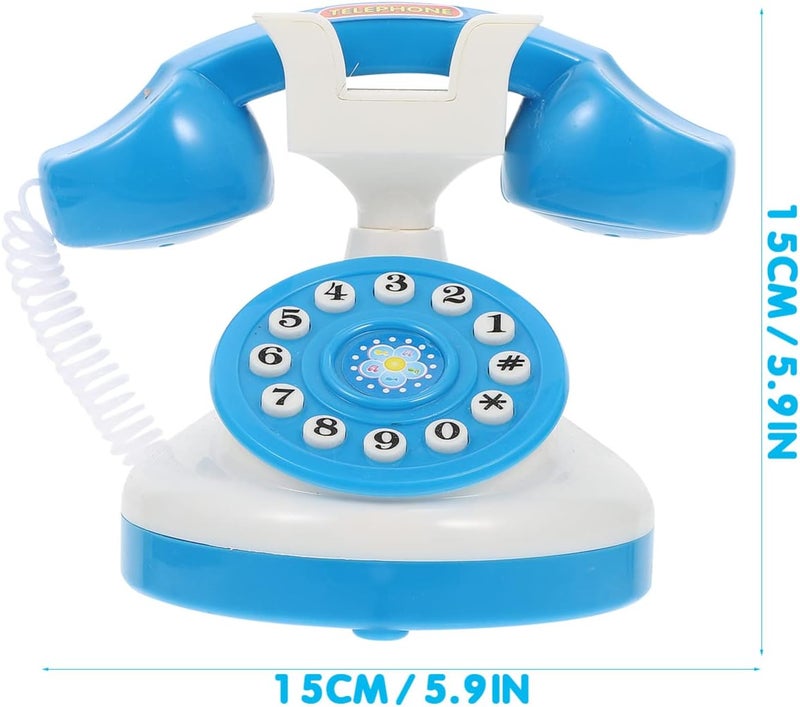 comfrt Retro Corded Landline Phone Toy, Classic Vintage Old Fashion Telephone Simulation Novelty Hotel Telephone Early Educational Toys for Kids Pretend Role Play Interactive Gifts Random Color - Image 2
