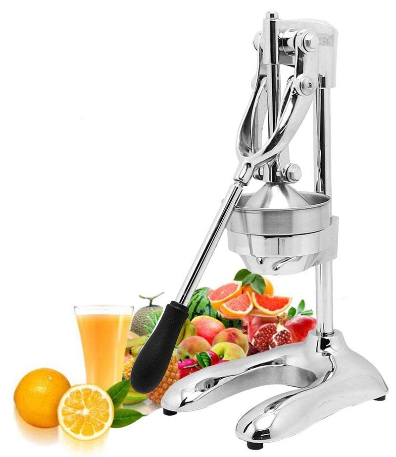 SHOPOBOX Manual Juicer Hand Press Professional Citrus Juicer Countertop Metal Orange Lemon Pomegranate Squeezer for Commercial Home Restaurant Use(Stainless Steel Heavy Duty (MANUAL JUICER SILVER) - Image 1
