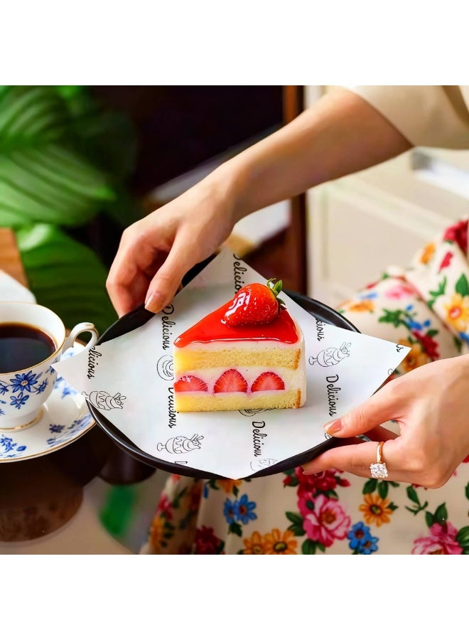 السعي للأفضل 100 قطعة من ورق الشمع للأغذية، ورق مقاوم للزيت لخبز السندويشات، ورق تغليف للأغذية، ورق تغليف مقاوم للدهون، ورق تغليف للأغذية الخاصة، ورق خبز للهامبرغر والكعك مع نص مطبوع باللغة الإنجليزية 18x18 سم - Image 2