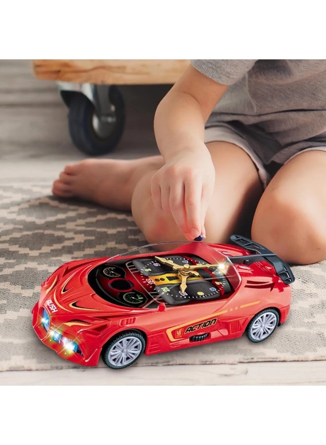 DAT Interactive Clock Sports Car Toy for Kids with LED Lights & Music | Educational Racing Car Clock for Boys & Girls | Push & Play | Manual Clock Adjustment - Image 5