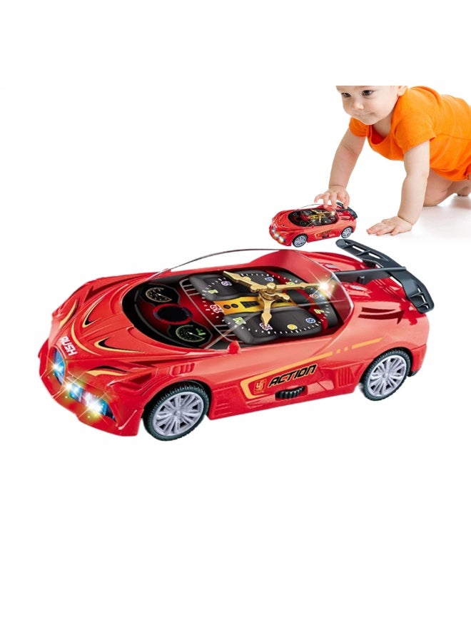 DAT Interactive Clock Sports Car Toy for Kids with LED Lights & Music | Educational Racing Car Clock for Boys & Girls | Push & Play | Manual Clock Adjustment - Image 1