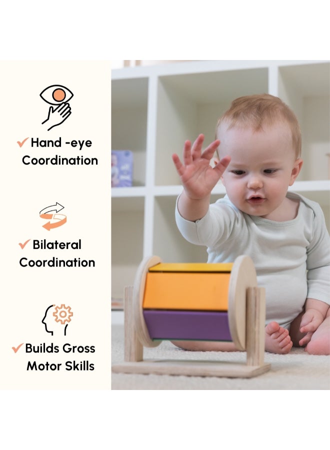 Curious Cub Montessori Spinning Drum For Babies 3 Months-18 Months  Spinning Rainbow Wheel Baby  Tummy Time Toy  Develops Fine Motor Skills  Educational Toy For Early Development - Image 4
