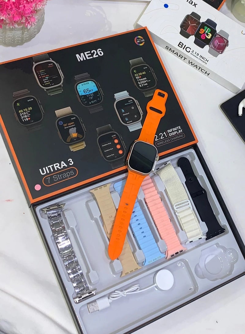 Smart Watch , ME 26 Ultra , 7 Strap - Image 1