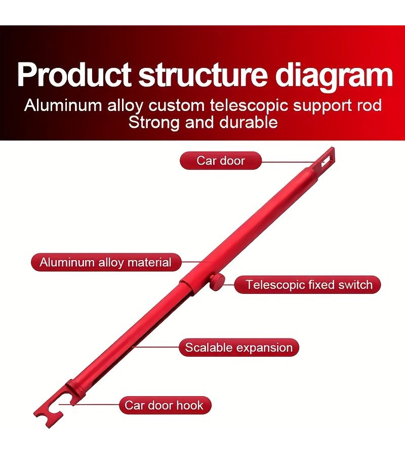 Red 2pcs Aluminum Alloy Telescopic Dent Repair Support Bar for Car Polishing - Image 3