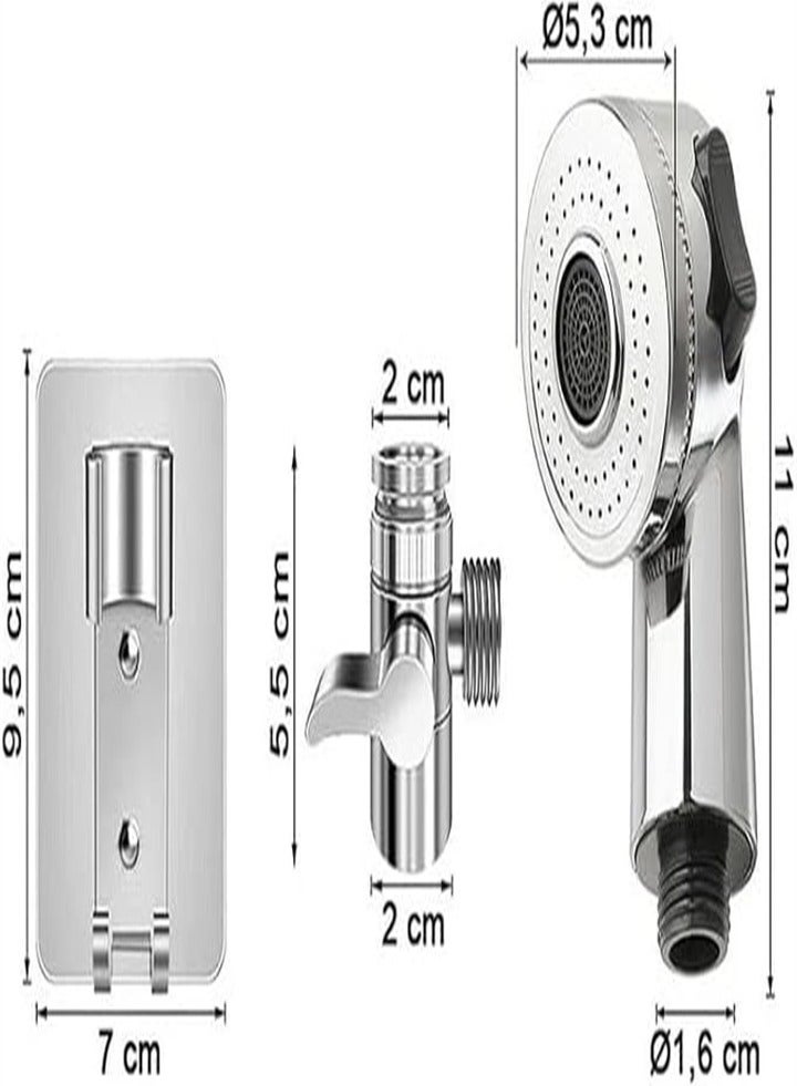 Kitchen Bathroom Pets and Kids Handheld Shower Head with 1.5m Hose, Diverter Valve and Bracket, Easy to Install, Practical and Compact, Suitable for Bathtub Laundry Kitchen Faucet Extender - Image 2