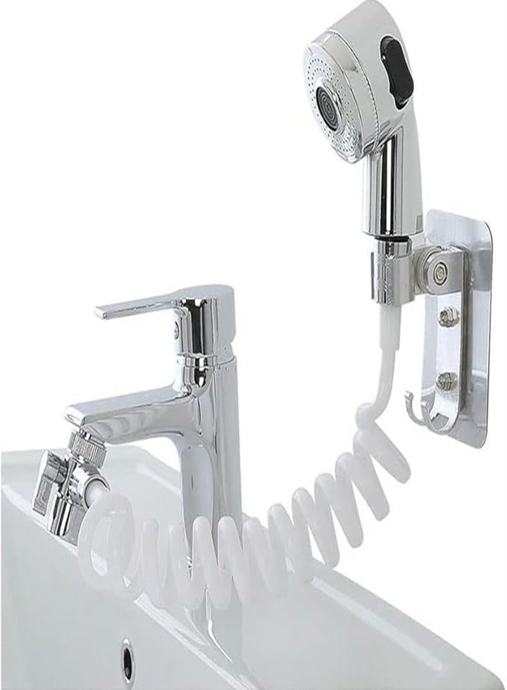 Kitchen Bathroom Pets and Kids Handheld Shower Head with 1.5m Hose, Diverter Valve and Bracket, Easy to Install, Practical and Compact, Suitable for Bathtub Laundry Kitchen Faucet Extender - Image 3