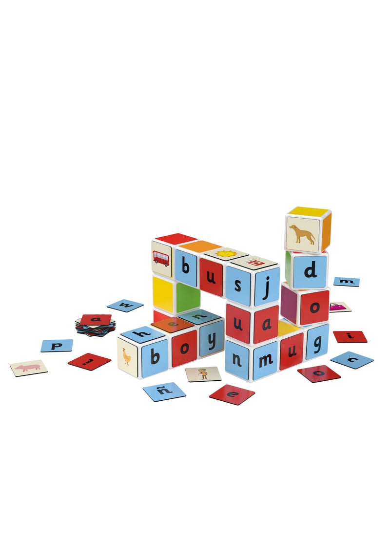 GEOMAG - Geomag Magicube Word Building + Clips, Magnetic STEM Toys For Kids, Early Educational Magnetic Building Toys, 79 PCS, Made in Switzerland, 100% Recycled Plastic, Open Ended Toys, Construction Toys - Image 1