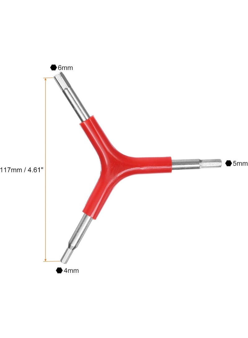 GGOOT Y-Shaped 3 Way Wrench 4mm 5mm 6mm Y-Type Inner Hexagon Spanner Chrome Plating Portable Bike Hex Wrench Torque Spanner for Bicycle Cycling Repair Hardware Tools, Red  - Image 2