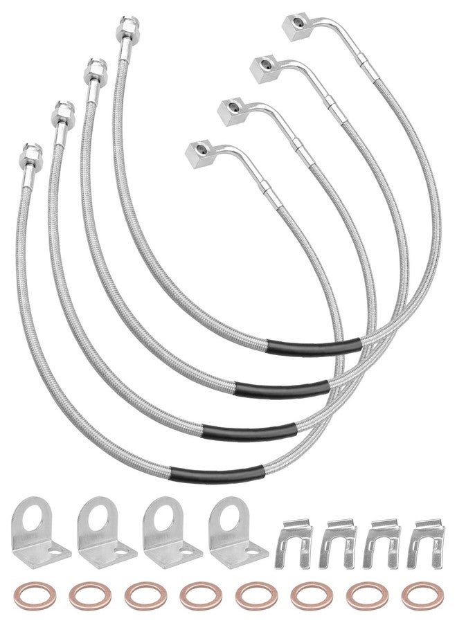 GUZIKO Front and Rear Extended Brake Line Hose Kit Replace 89716, Stainless Brake Lines Fit for 4WD Jeep Wrangler JK Unlimited 2007-2018 2 Door 2WD Jeep Wrangler JK Unlimited 2007-2010 - Image 1