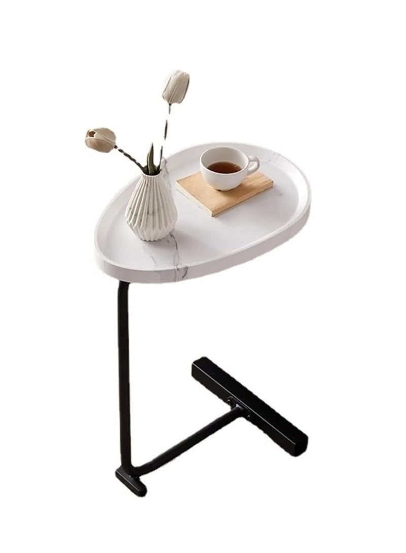 متجر ان زون طاولة جانبية عصرية على شكل حرف C للأريكة والسرير من الخشب والمعدن | ابيض - Image 4