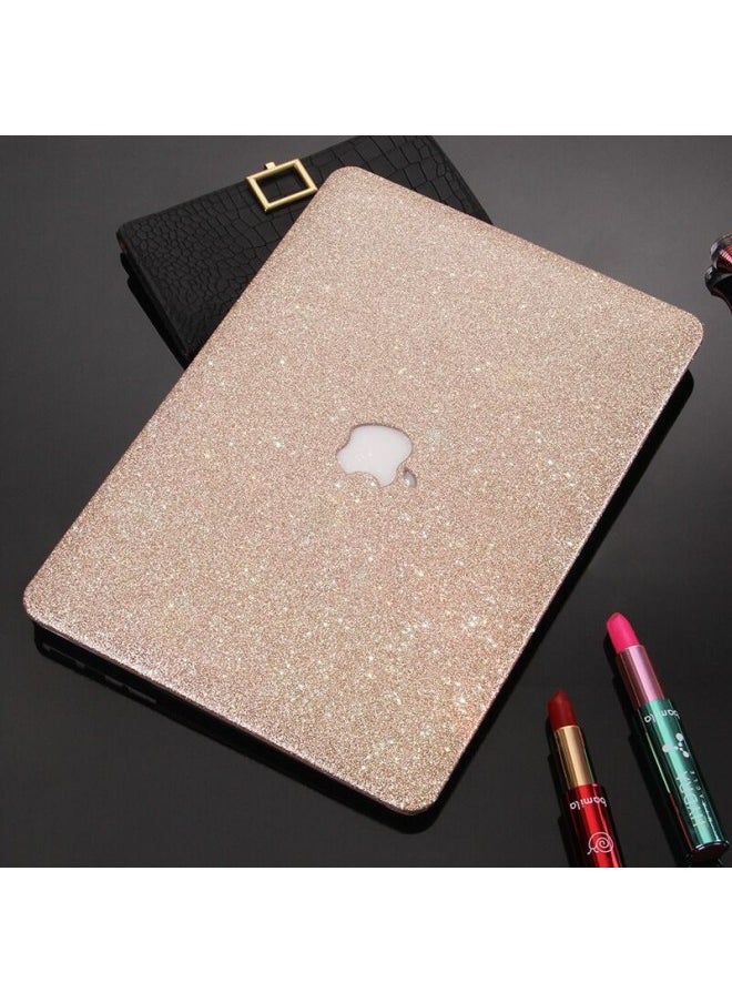 For Macbook Apple Notebook Protective Shell Frosted Leather M2 Shell Air/pro13 /14 Inch Colorful Stickers-Color:Glitter Tuhao Gold-Applicable Model:19 Air13.3 (A1932/A2337/A2179)