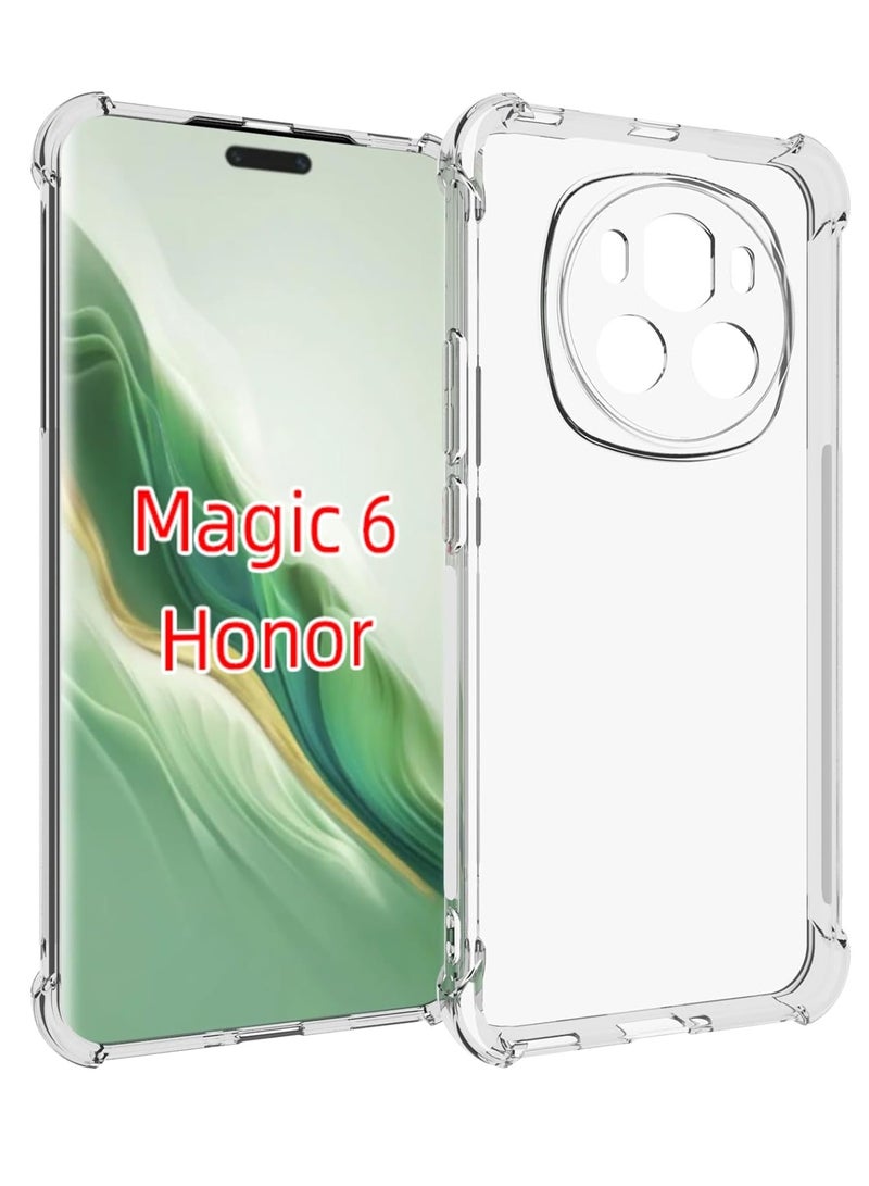 Case for Honor Magic 6 Clear TPU Four CornersGrade Protection Cover Transparent Soft - Image 1