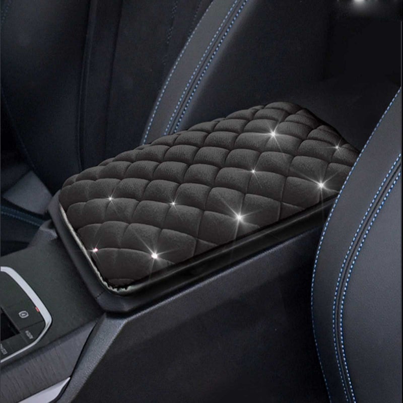 EGBANG Bling Bling Auto Center Console Pad PU Leather Car Armrest Seat Box Cover Protector Universal Fit Car Armrest
