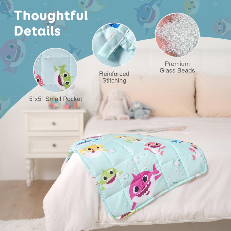 Kivik Weighted Lap Blanket 2 lbs  20"" x 30"" Green Shark Small Weighted Blankets  All-Season Breathable Cute Mini Weighted Lap Pad  Soft Heavy Throw Blanket for Travel  Calming & Sleep  Washable - Image 5