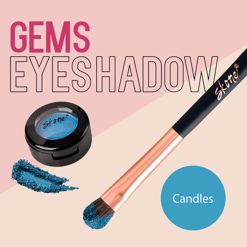 Skone Cosmetics Gems Eye Shadow, Highly Pigmented, Longwear Eye Makeup, Single Eyeshadow with Pro Shimmery Finish - Ultra-Blendable, Slightly Shimmer Shades - Blue Eyeshadow - Candles - Image 2