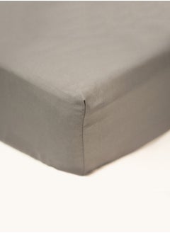 American Linen Double Plain Fitted Sheet with 2 Pillow Case 160 x 200 Cm Grey  - Image 2