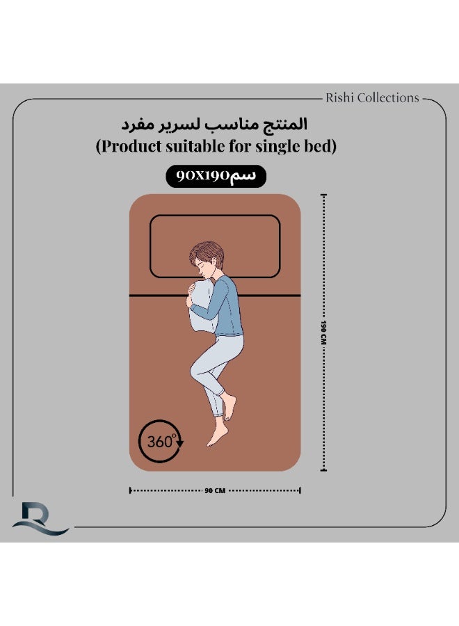 قطني ملاءة سرير مطاطية بيضاء سادة من الألياف الدقيقة مقاس 90 × 190 سم مع غطاء وسادة واحد - Image 4