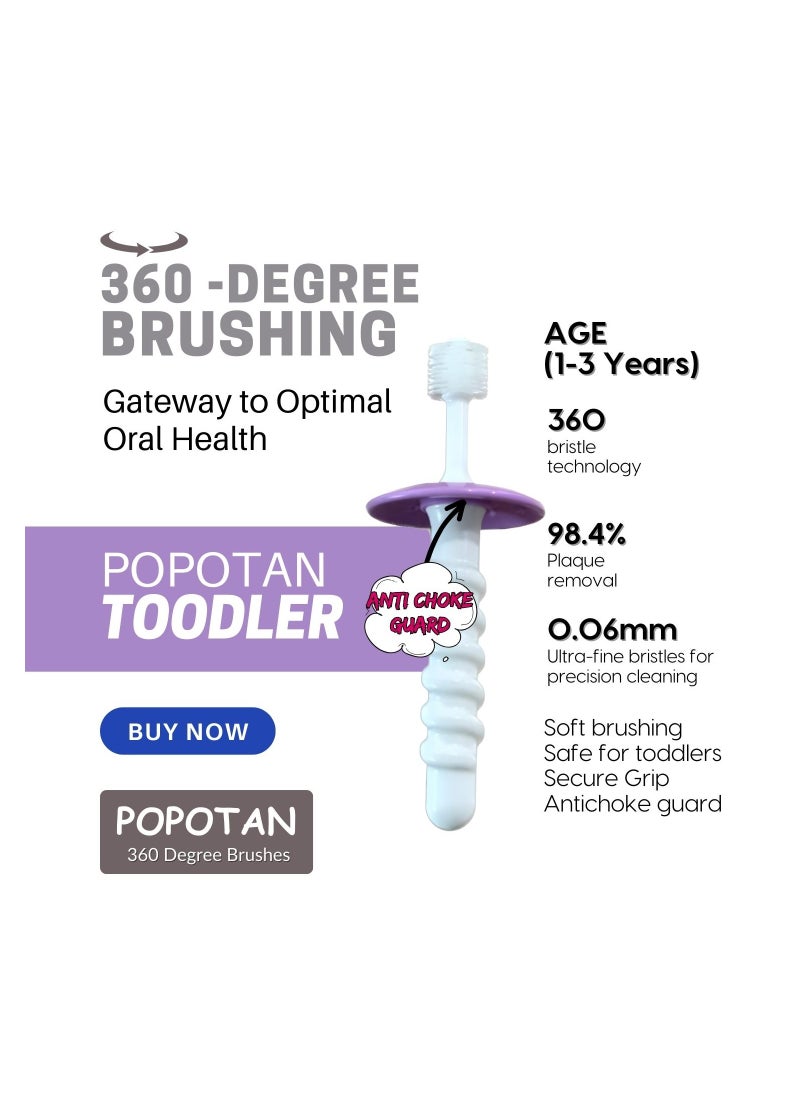 POPOTAN - POPOTAN 360 Degree Ultrasoft Baby Toothbrush - USA Patented-Japanese Design for Gentle, Effective Cleaning - Image 1