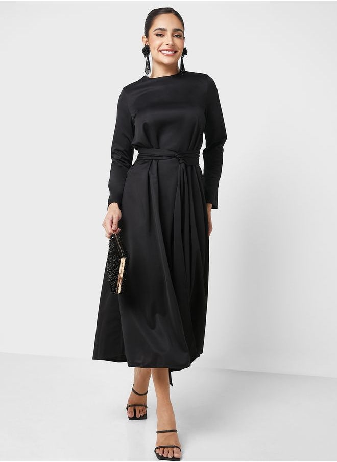 Refka by modanisa - Belted Long Sleeve Dress - Image 1