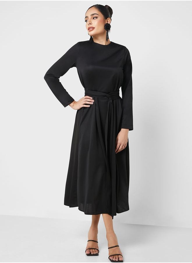 Refka by modanisa - Belted Long Sleeve Dress - Image 1