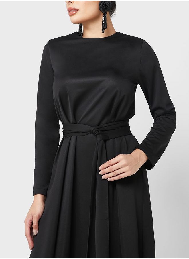Refka by modanisa - Belted Long Sleeve Dress - Image 1