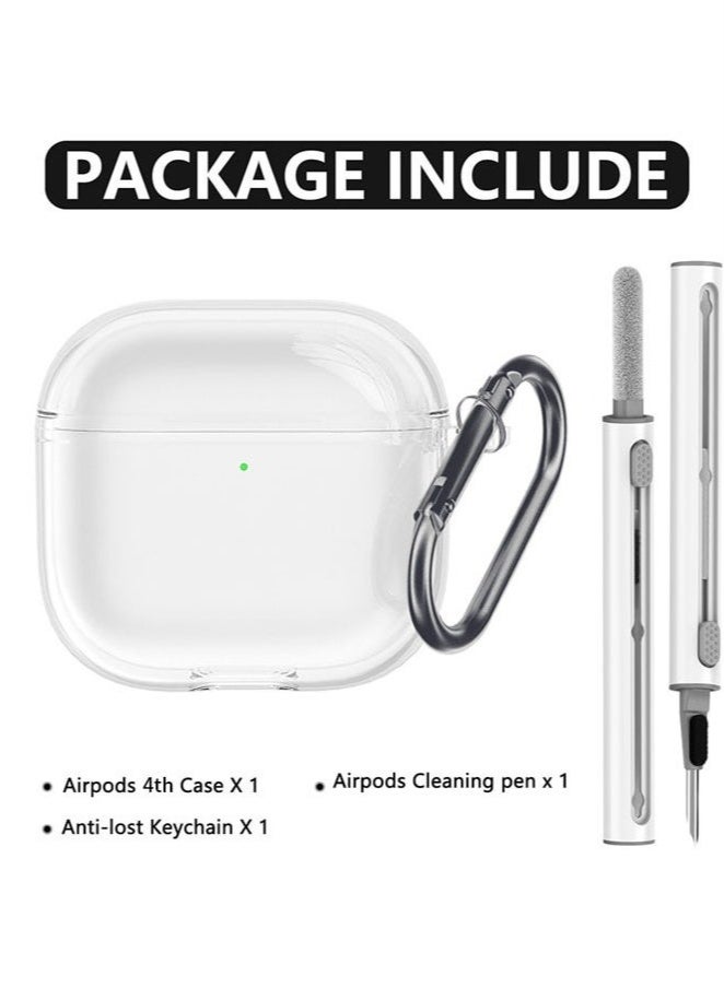 كينسو غطاء حماية ناعم من TPU لسماعات AirPods 4 مع مجموعة تنظيف وسلسلة مفاتيح (شفاف) - Image 3
