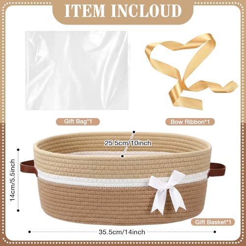 Colingmill 2026 Graduation Large Woven Basket for Gifts Empty Set with Gift Bags and Ribbon Gift Baskets and Wrapping Set Storage 14x 10x 55 Decorative Box for Class of 2026 GraduationYellow - Image 3