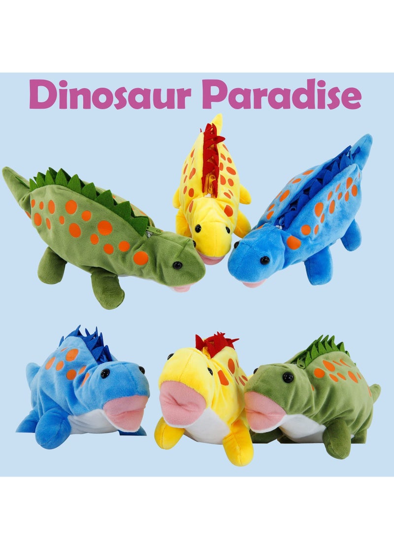 SOLARAE Pencil Case for Boy,  Dinosaur Pencil Pen Holder Case, 3D Plush Animal School Supplies Storage Bag Pouch Plush Toy for Kids(Blue） - Image 2
