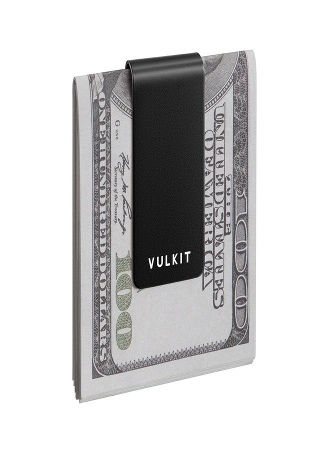 VULKIT Money Clip Stainless Steel Cash Holder EDC Accessories Men's Money Clips, Black-1pcs, Slim - Image 1