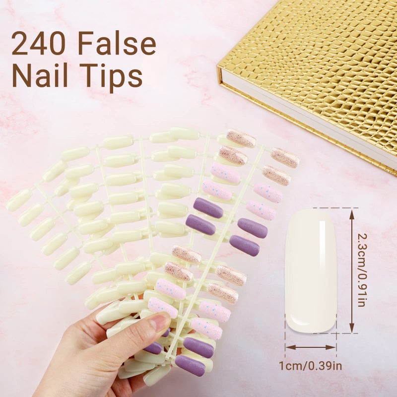 Segbeauty 216 Colors Nail Display Chart, Nail Gel Polish Organizer Color Card with 240 False Tips, Salon Fingernail Beauty Sample Supplies Tool Set Stick Cardboard Finger Painting Practice Book Golden - Image 5