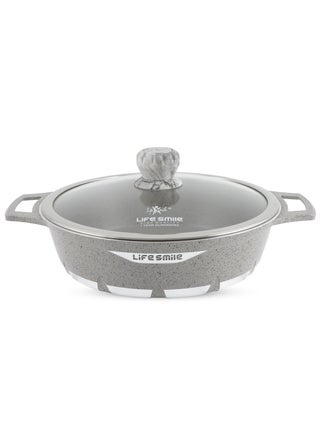 LIFE SMILE Shallow Pot with Lid | Multi Layer Non Stick Granite Coating 100% PFOA FREE | Oven Safe Frying Pan | Easy To Clean | Scratch Resistant (32 CM (5.8 Liters), Red) - pzsku/Z5ABDA6BC5E63AB9BA329Z/45/_/1739788852/1f8a1c37-446f-466c-a506-13b37ad47f11