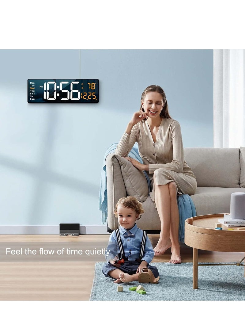 JAJEEK - Large Plastic Digital Wall Clock with 16.2 Inch Display – LED Digital Clock with Remote Control, Auto Brightness Dimming, Date, Week, Temperature Display, Stylish Orange Color, Ideal for Home, Office, Bedroom, and Living Room - Image 1