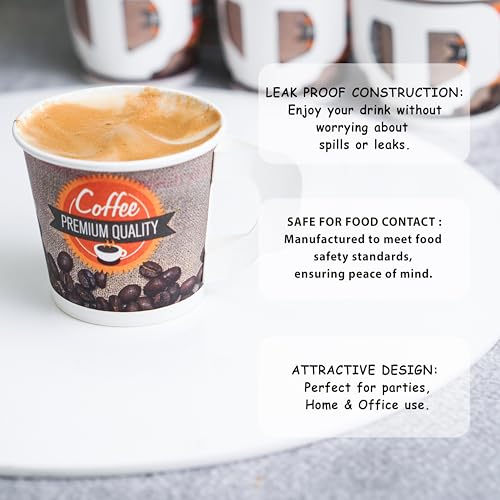 PARICOTT 150ml – 200 Cups | Paper Cups with Handle | Premium Printed Disposable Cups for Tea & Coffee – Eco-Friendly, Recyclable, One-Time Use Paper Glass for Home, Office, Events, Parties, Wedding - Image 3