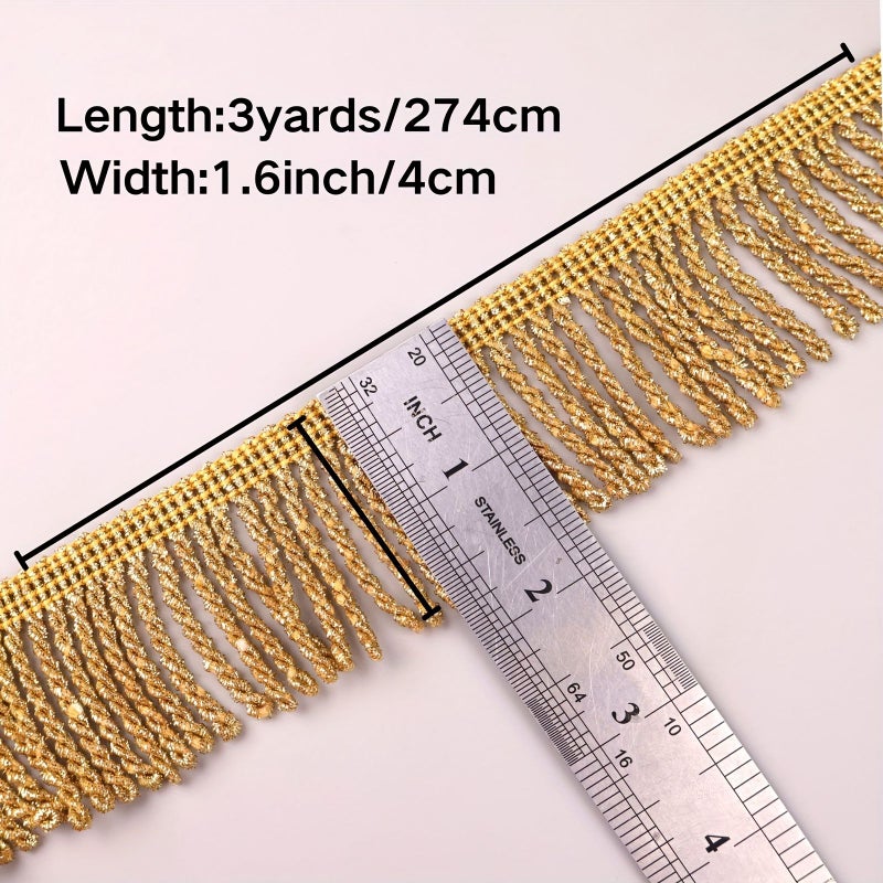Golden 3 Yards Fringe Lace Trim Bullion Ribbon for Sewing Curtain Sofa Decoration - Image 2