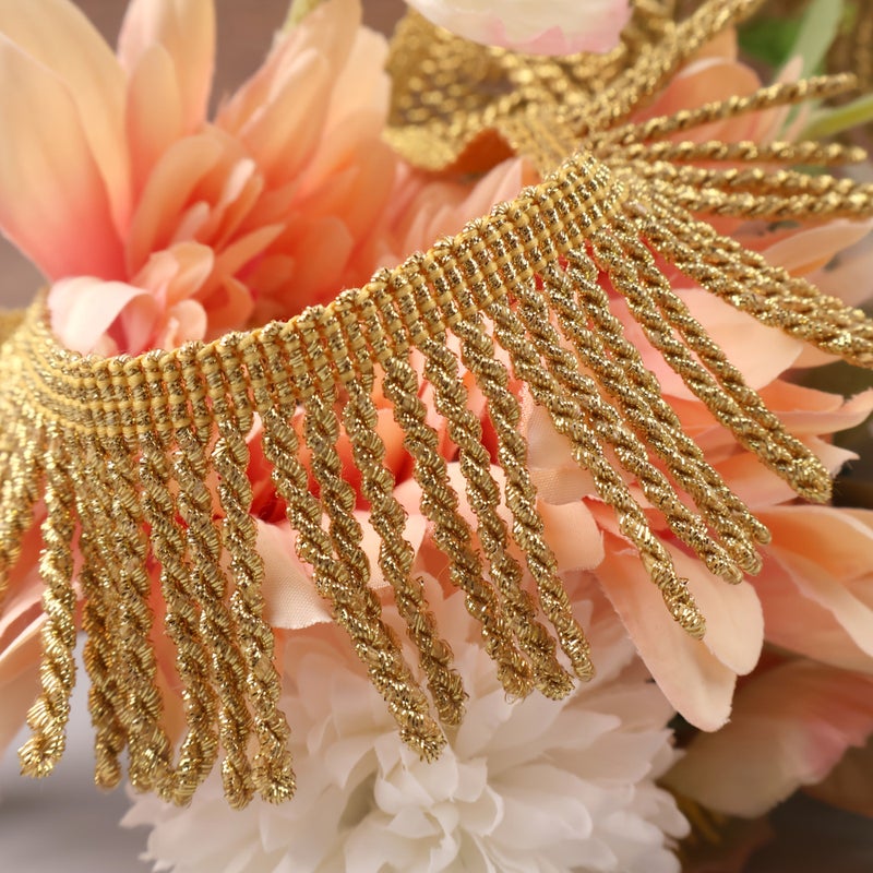 Golden 3 Yards Fringe Lace Trim Bullion Ribbon for Sewing Curtain Sofa Decoration - Image 4