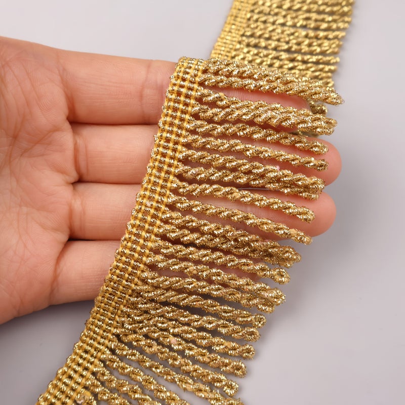 Golden 3 Yards Fringe Lace Trim Bullion Ribbon for Sewing Curtain Sofa Decoration - Image 3