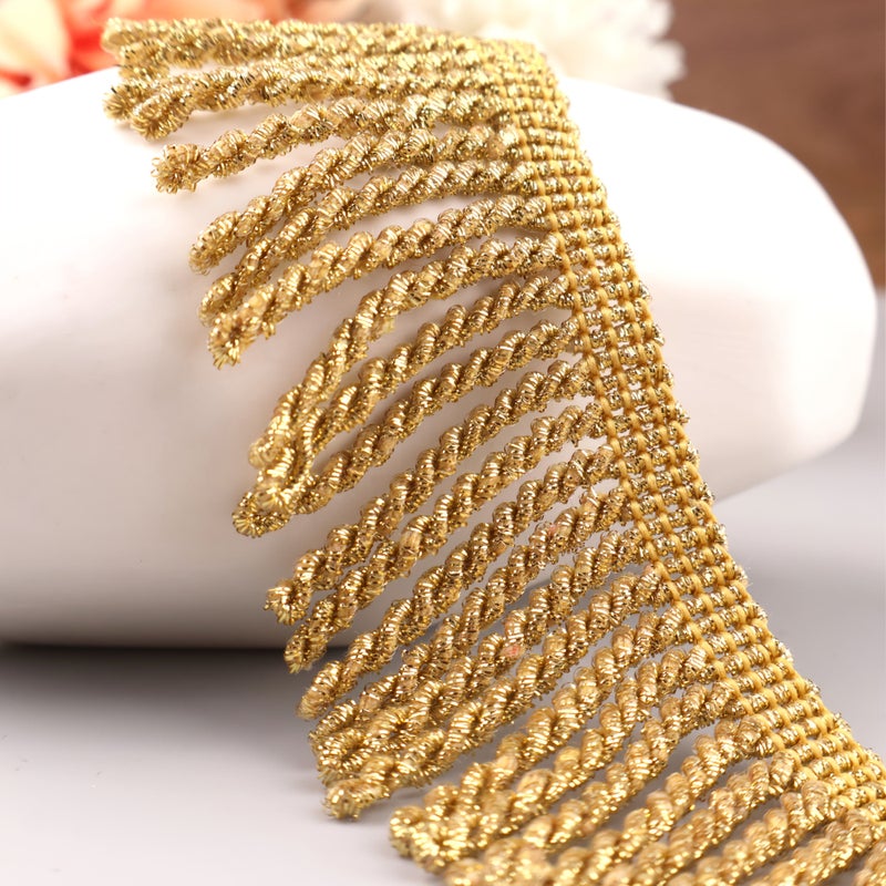 Golden 3 Yards Fringe Lace Trim Bullion Ribbon for Sewing Curtain Sofa Decoration - Image 1