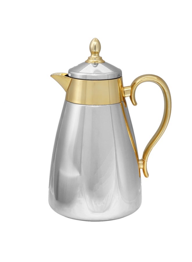 السيف  ترمس ضيافة شهد 1 لتر، هيكل ستانلس ستيل، عزل داخلي زجاجي – كروم × ذهبي - Image 1