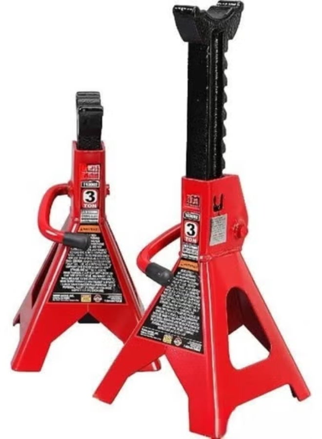 3 Ton Heavy Duty Jack Stand Set, Steel Vehicle Support Stands with Ratchet Height Adjustment, Wide Base Design for Garage and Repair Use