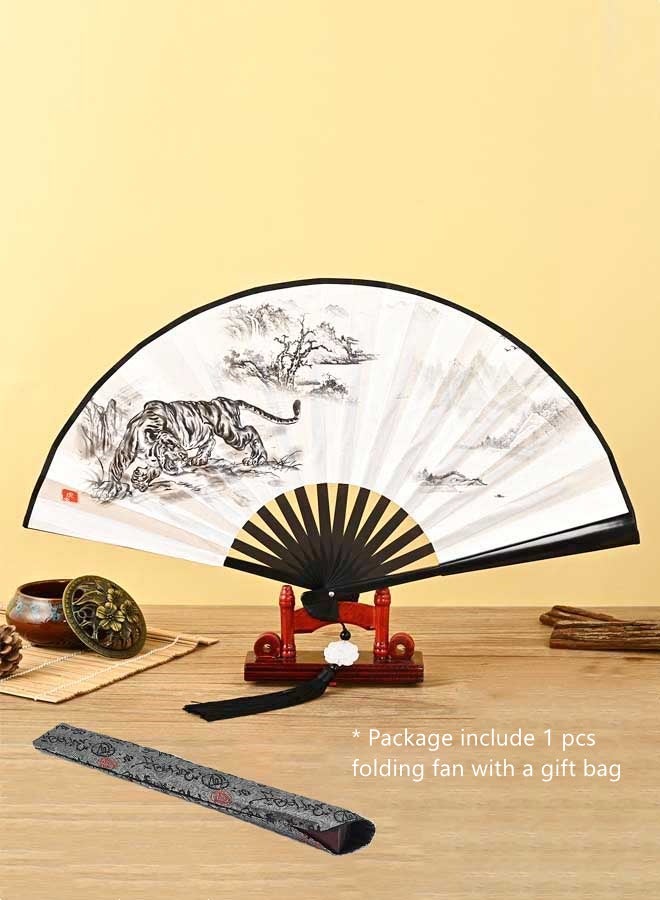 WooFree Folding Fan with a Gift Bag Tiger 